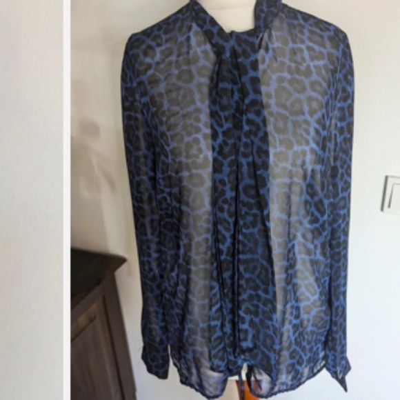 Michael Michael Kors Sheer Blue Cheater Print Sz M Women - Picture 3 of 7
